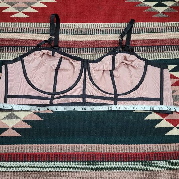 NWT Torrid Pink Black Mesh Bralette & High-Waist Panty Set Sz 5X Sexy Wired - Picture 4 of 6